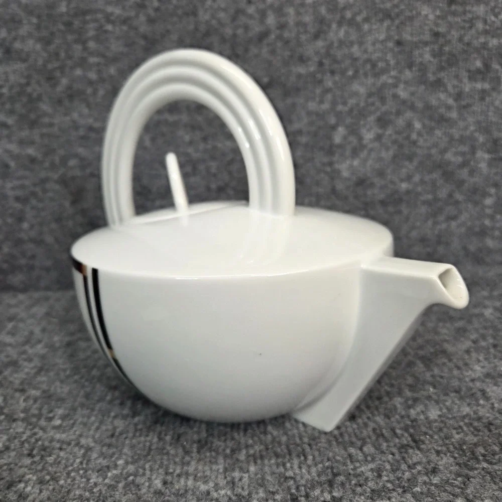 Rosenthal Studio-Line Porcelian Mario Bellini Cupola Teapot MCM White Black Gold